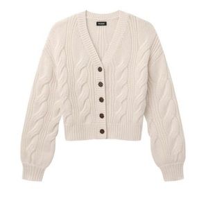 Naadam Cropped Cable Knit Cardigan